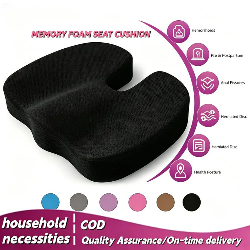 Ergonomic Office Seat Cushion Memory Foam Lumbar Support Pillow Breathable Posture Corrector for Car Office Wheelchair