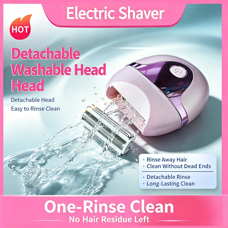 Women's hair clipper with washable blade, electric dry battery, painless multifunctional shaver