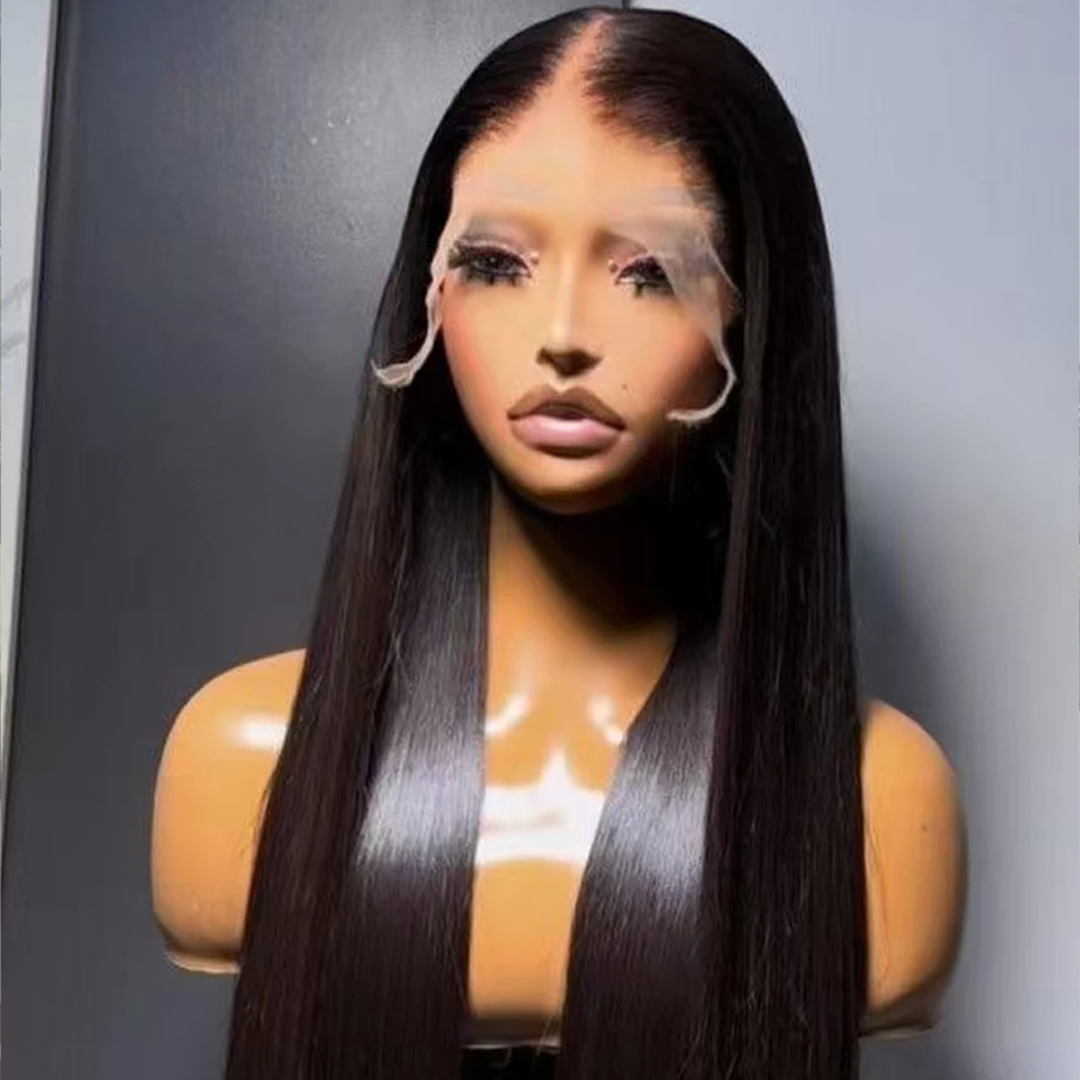 

Bone Straight Lace Frontal Wigs Human Hair 13X4 Transparent Lace Frontal Human Hair Wigs For Woman 42Inch 250% Remy Glueless Wig