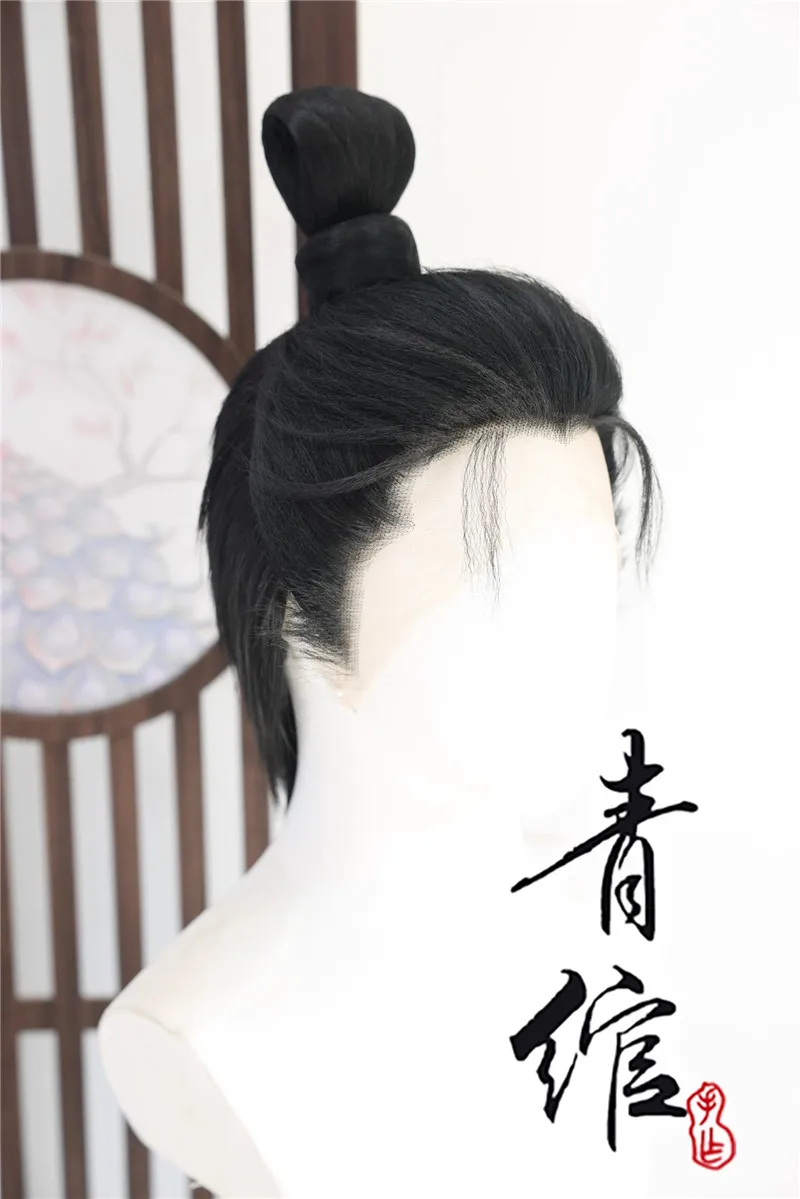 Peruka Cosplay Halloween w stylu Daoge Where Winds Meet, czarna, w stylu starożytnym, rekwizyt, imitacja ręcznie robionej peruki COS