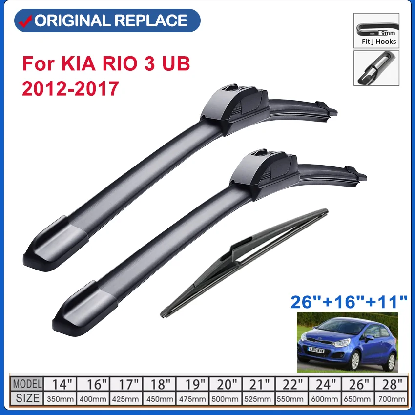 

For KIA RIO 3 UB 2012 2013 2014 2015 2016 UB Accessories Front Windshield Windscreen Wiper Blade Brushes for Car Cutter U J Hook