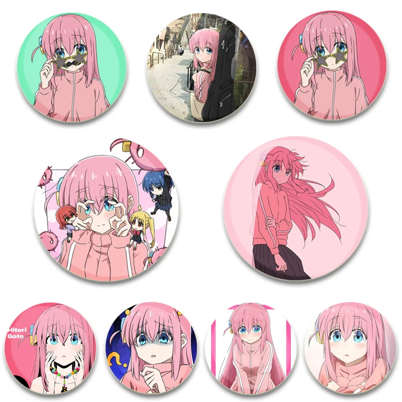 32/44/58mm Anime Bocchi The Rock Simple Button Pin Snap in Brooch Daily Stylish Ornament Ideal Gift for Birthday Anniversary