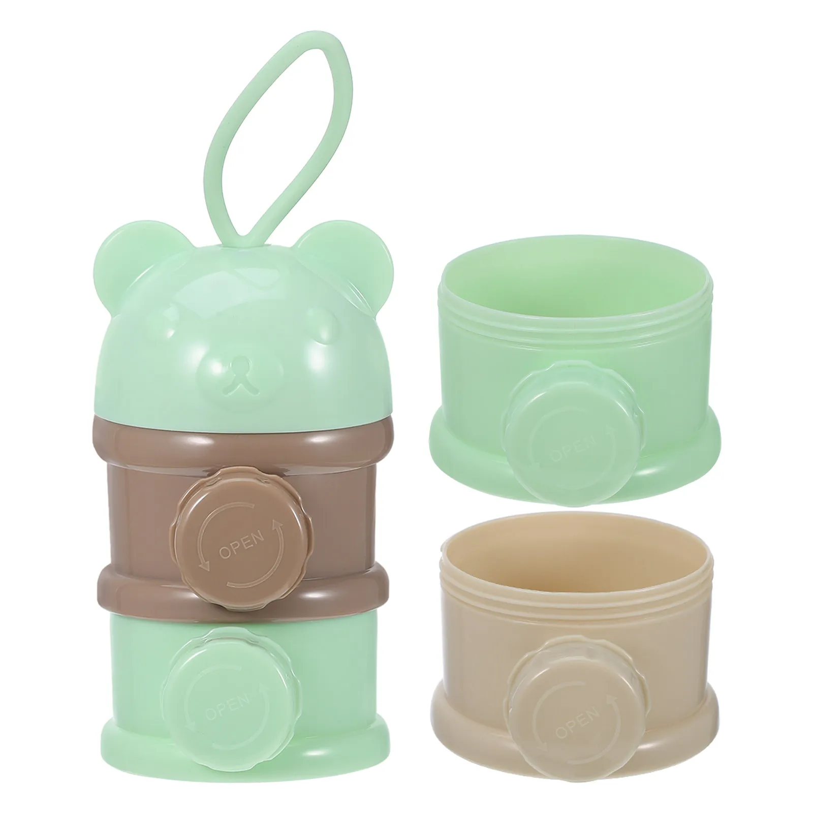 

Infant Milk Powder Box 4 Layers Portable Large Capacity Storage Container Light Green Baby Formula Container for Travel Food