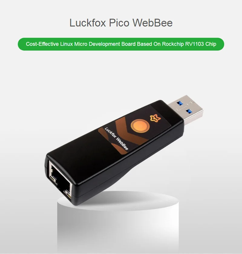 

Плата разработки WebBee RV1103 Linux с корпусом и Flash RJ45 Ethernet PHY Cortex A7 RISC-V 64 МБ для Luckfox Pico