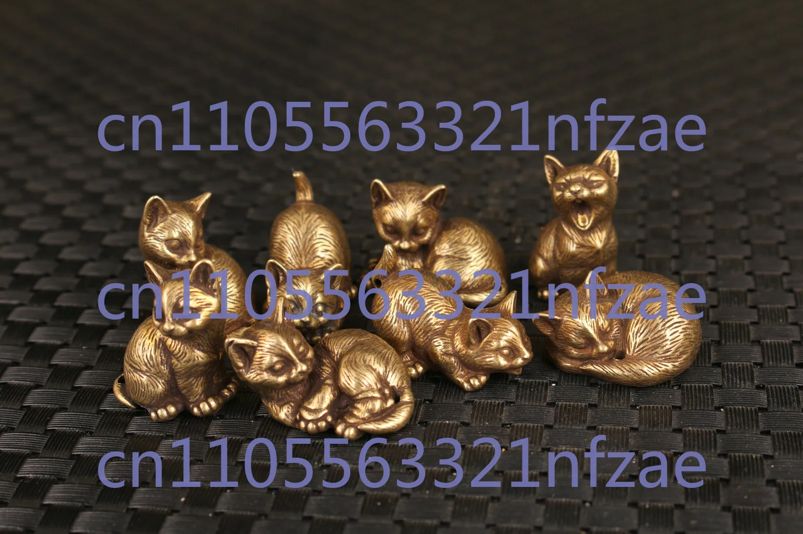 

Китайский медный бронзовый набор, 8-компонентная статуя прекрасных кошек, чайный домашний декор, стол