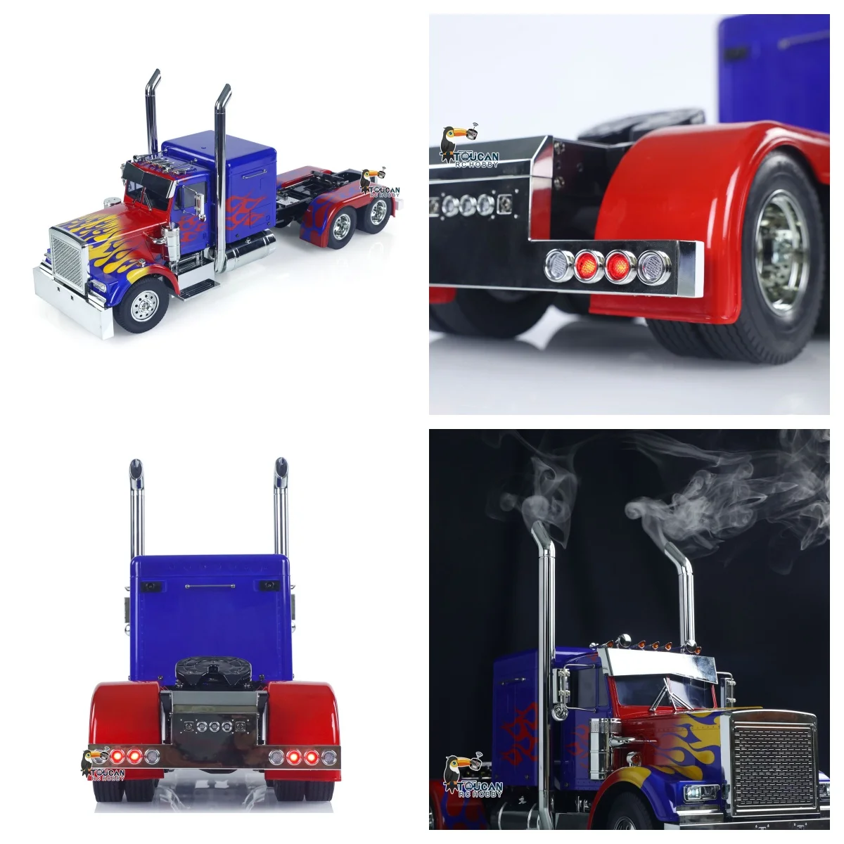 Caminhão trator 1/14 RC 56344 6x4 Carros transportadores de controle de radião com sistema de fumaça de efeito de luz de som simulado
