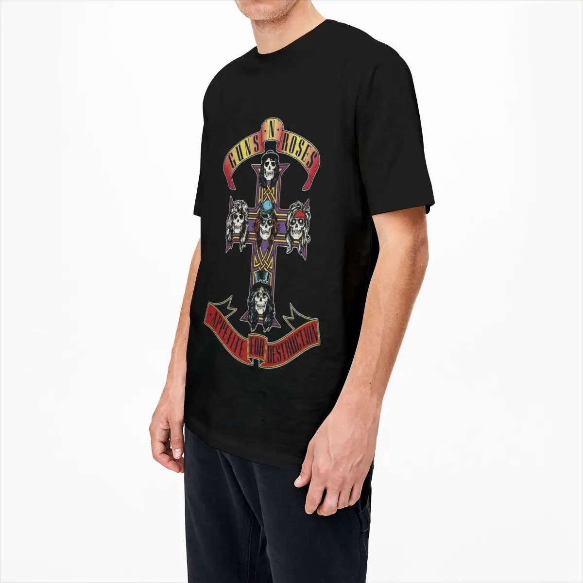 Camisetas de Guns N Roses para hombre, camisetas de algodón 100% de banda de American Hard Rock, camiseta de manga corta de verano con cuello redondo, camiseta Hipster de talla grande