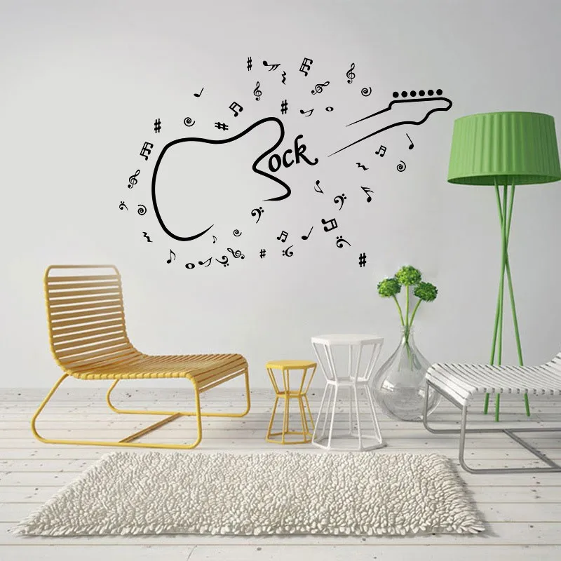 Vinyl Multi Color Wall Decal Electric Guitar Notes Musical Instrument Music School Decal Wall Decal Home Decoration Wall Decal44