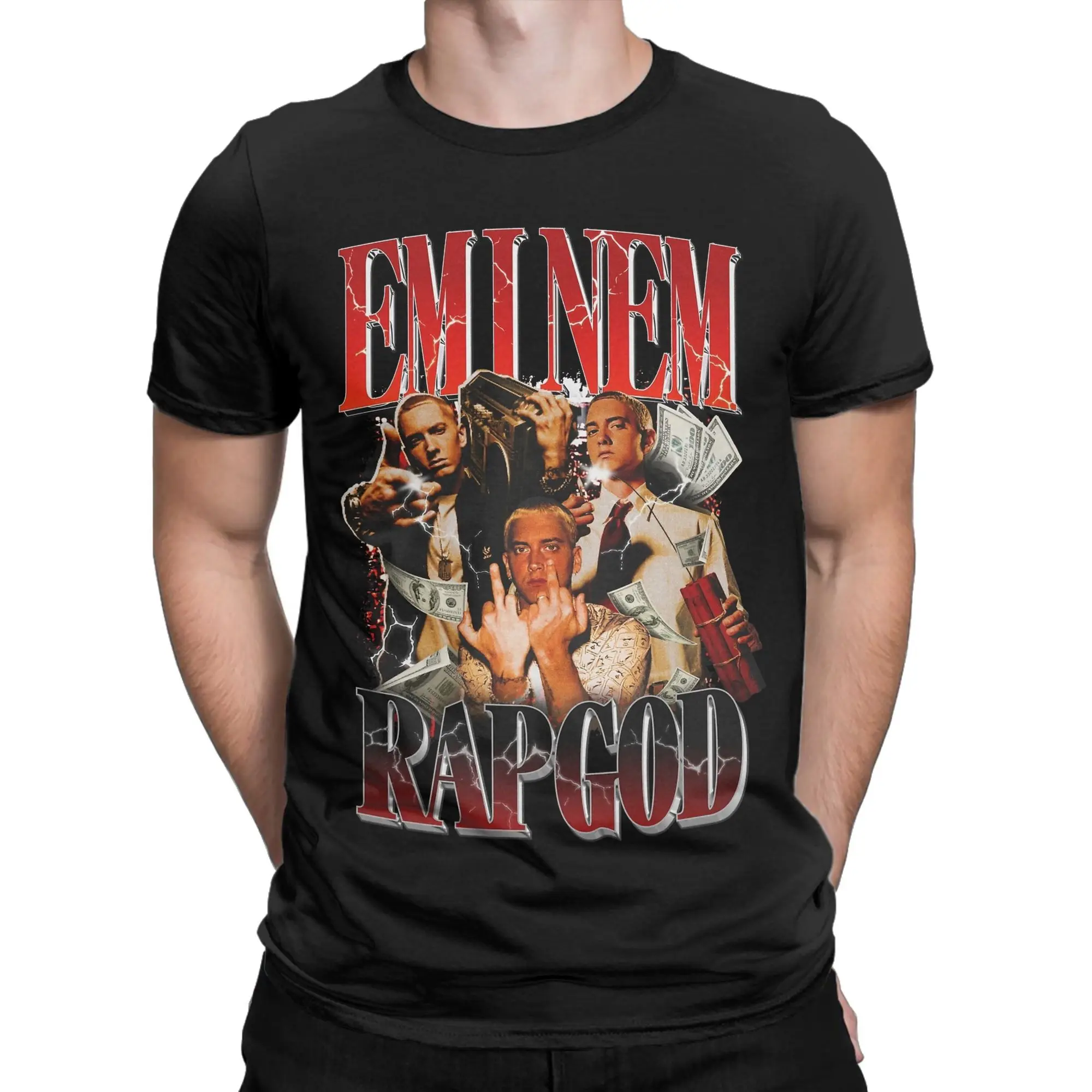 

Мужские футболки Eminem Retro 90-х годов, винтажная хлопковая футболка с короткими рукавами, футболки с круглым вырезом, оригинальные топы