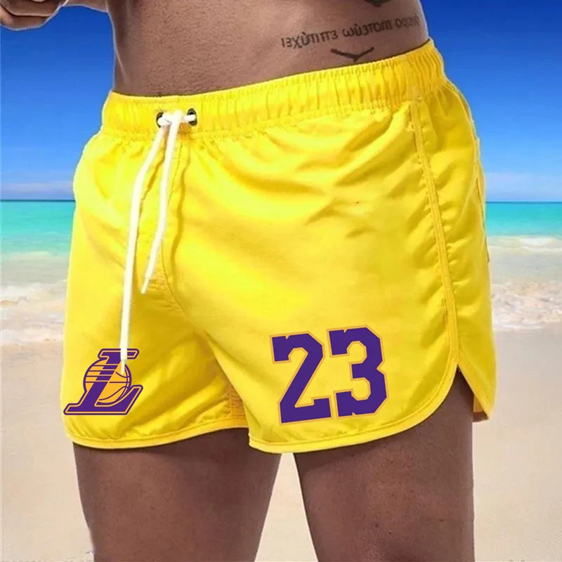 Verão masculino de alta qualidade casual esportes shorts malha respirável secagem rápida surf praia cintura elástica shorts S-3XL