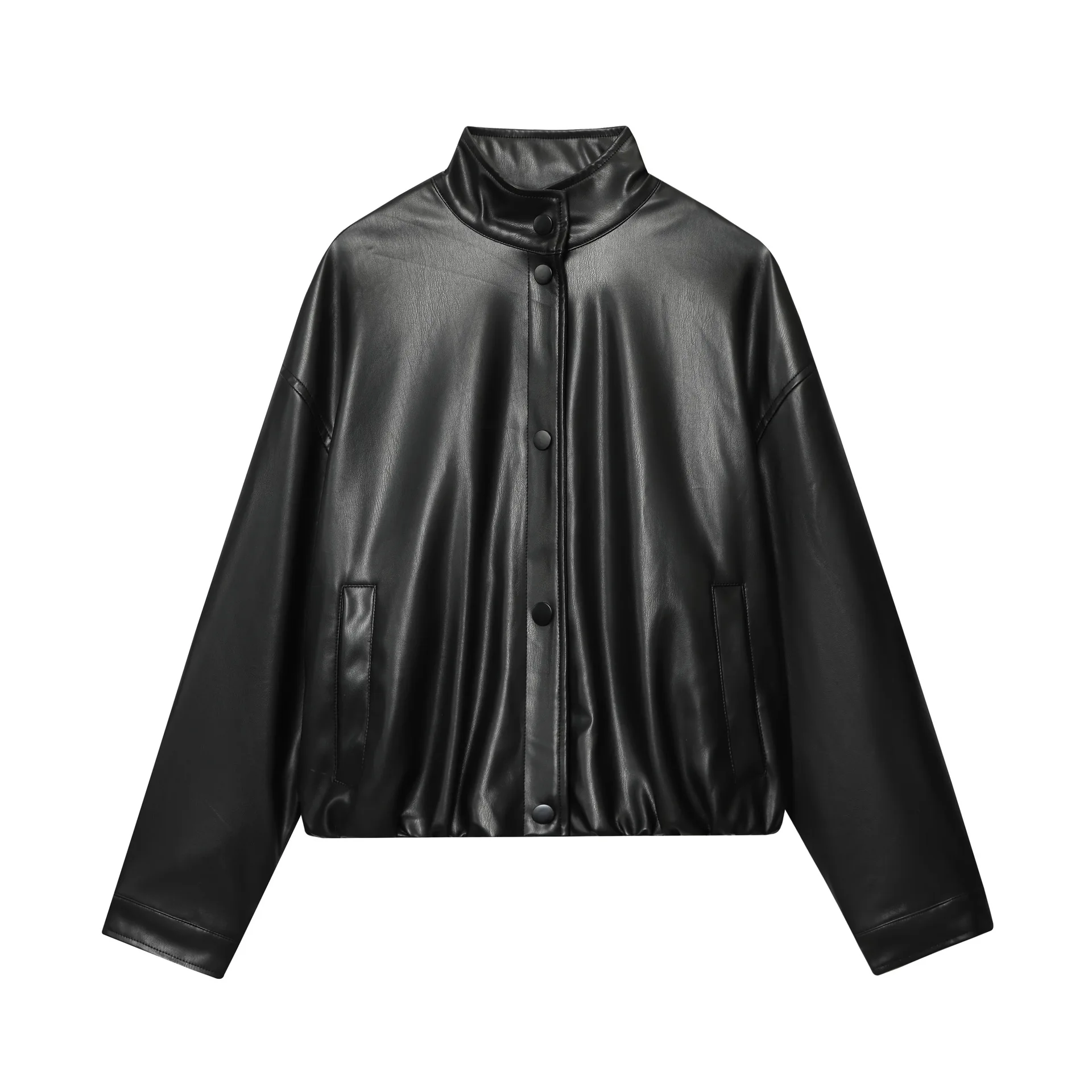 

High Collar Faux Leather Pilot Jacket Outerwear Women's Fashion From Europe Fast Delivery Top Selling Item In Women's Clothing