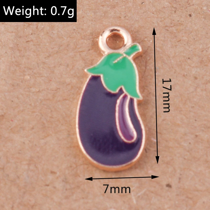 10 Stück Niedliche Emaille-Gemüse-Auberginen-Anhänger für DIY-Schmuckherstellung, Armbänder, Halsketten, Ohrringe und Bastelzubehör – Detail 1