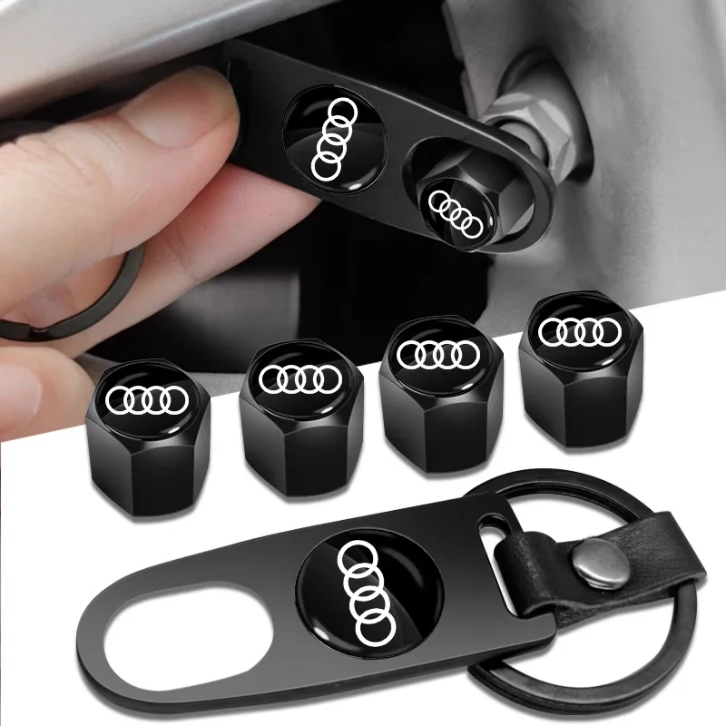 

Car Styling Keychain Key Ring with Auto Tire Valve Caps For Audi A1 A3 A4 A5 A6 A7 A8 Q3 Q5 Q7 TT S1 S2 S3 S4 S6 S8 TT B8 Sline