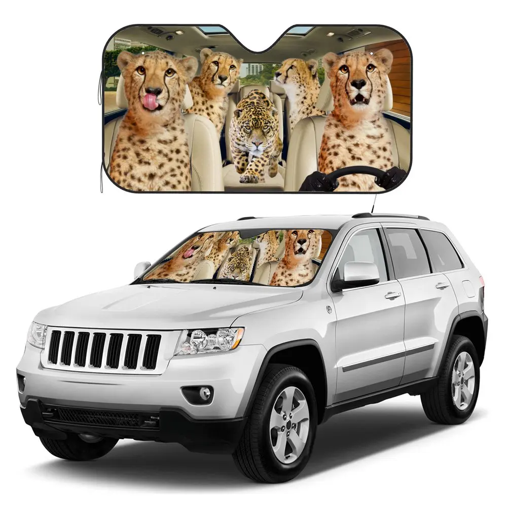 Clouded Leopard Driving Car Interior Front Windshield Sun Shade,Animal Cheetah Sunshade for Truck SUV- Blocks Uv Rays Protector