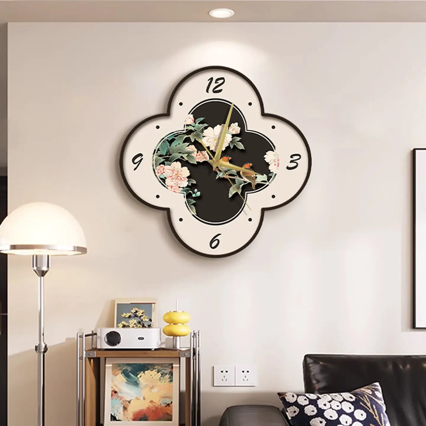 

Home & Garden Home Decor Clocks Medium style living room wall clock retro high-end sense mute floral watch 2025 new clock
