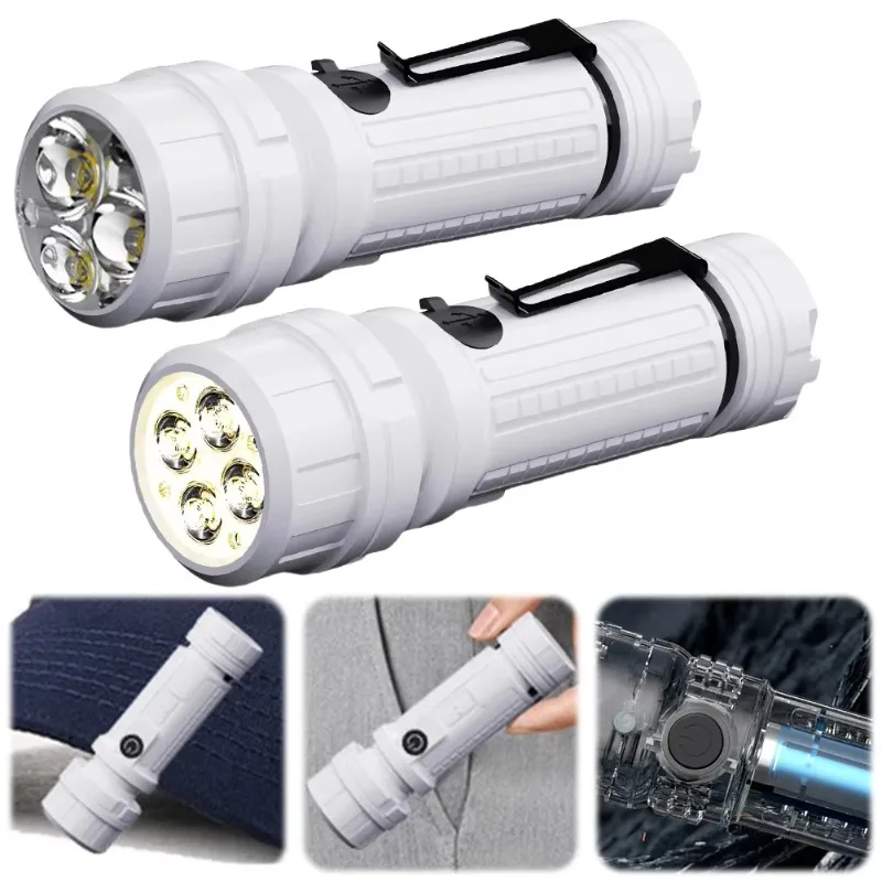 

Flashlight Torch Camping Hiking Reading Multi-Functional LED Portable Torch with Clip Pocket Flashlights Type-C Charge for Gifts