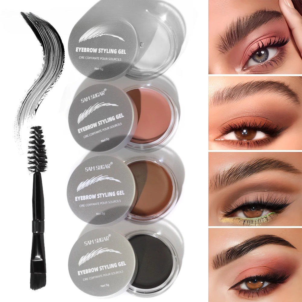 جل الحاجب الرموش الطبيعي طويل الأمد مقاوم للماء ثلاثي الأبعاد لتصفيف الحواجب البري جل شفاف مع تركيبة شمع فرشاة تثبيت طوال اليوم #2