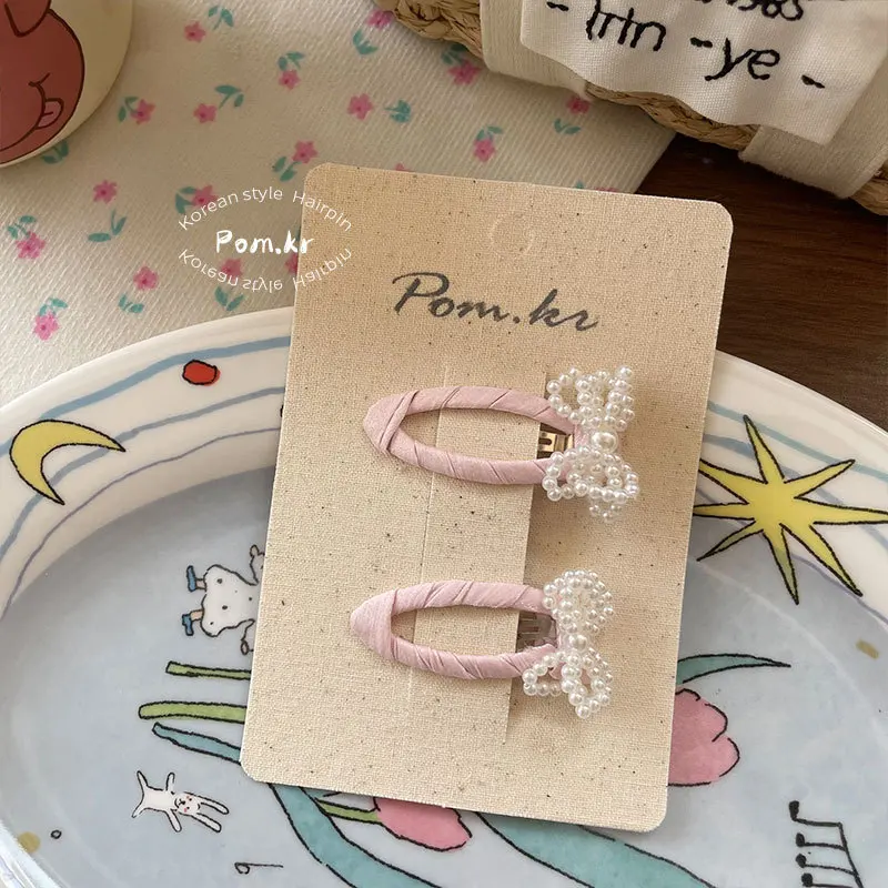 Bunny Hair Clip 1PCS/2PCS Korean Style Pastel Pink Fabric Side Clips Adjustable Bangs Barrettes for Girls Thin Hair Gentle