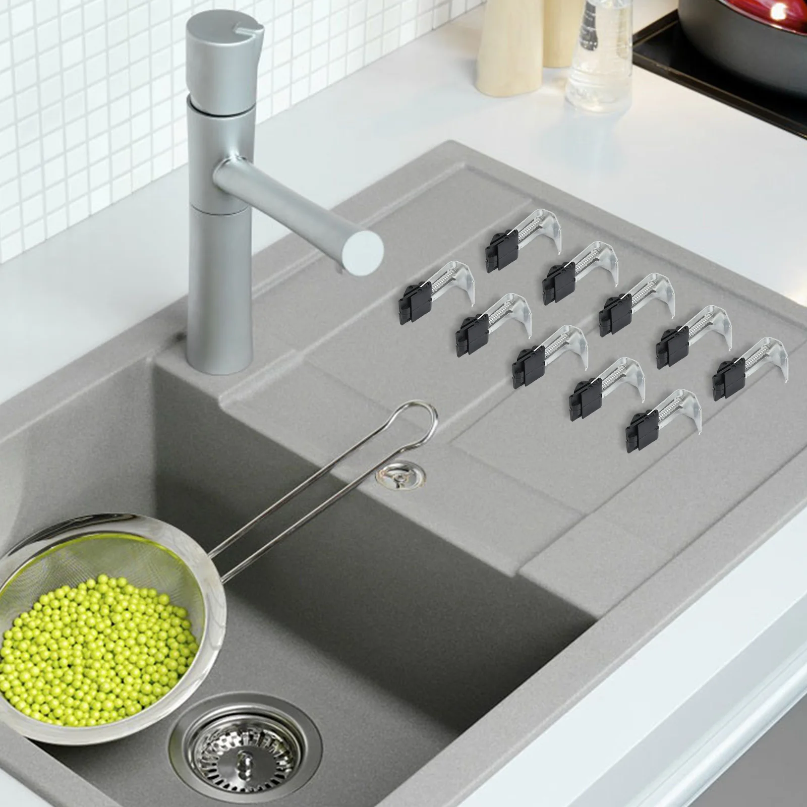 사진과 같이 홈 개선 배수구 액세서리 10팩 싱크 클립 나일론 버클 주방 도구 화장실 설치