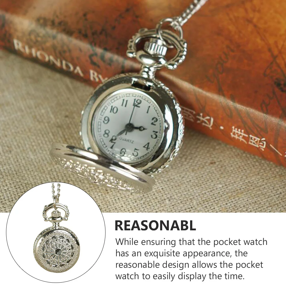 

1 pc Silver Plated Retro Style Pocket Watch With Chain Decorative Quartz Watch For Clothes Perfect Gift Wedding Birthday For