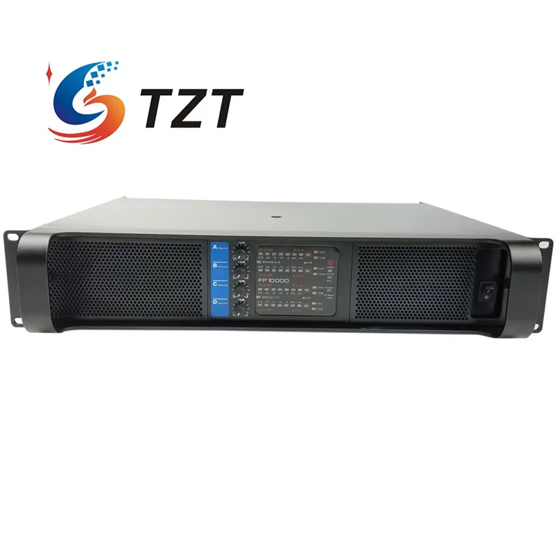 TZT 4x2500W Four-Channel Power Amplifier Stage Amplifier Power Amp for Professional DJ Equipment