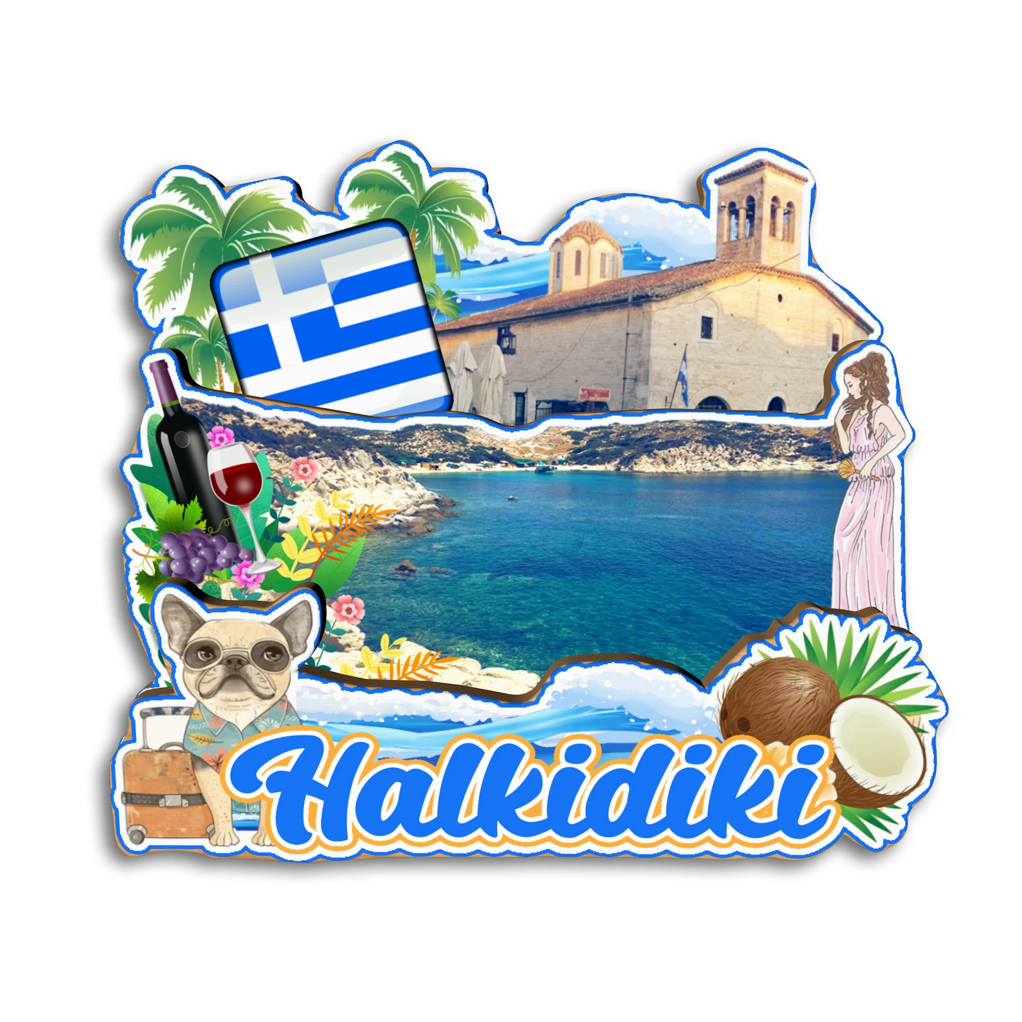 Mykonos Rhodes Halkidiki Crete GREECE مغناطيس الثلاجة هدية تذكارية للسفر Handmarde