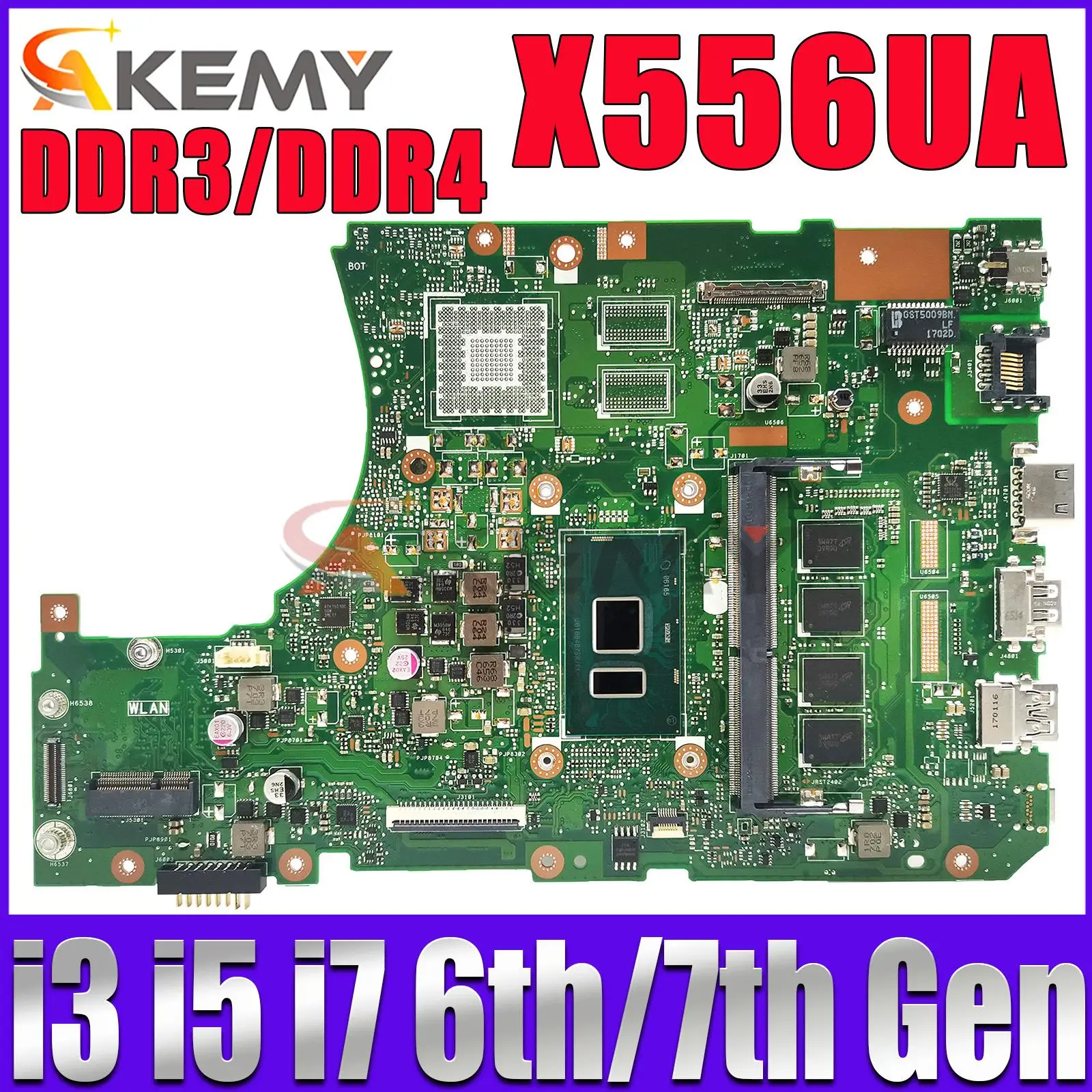 

X556UA Mainboard For ASUS X556UF X556UV A556U X556U X556UAM X556UJ X556UAK Laptop Motherboard I3 I5 I7 CPU DDR3L/DDR4 4G/8G RAM