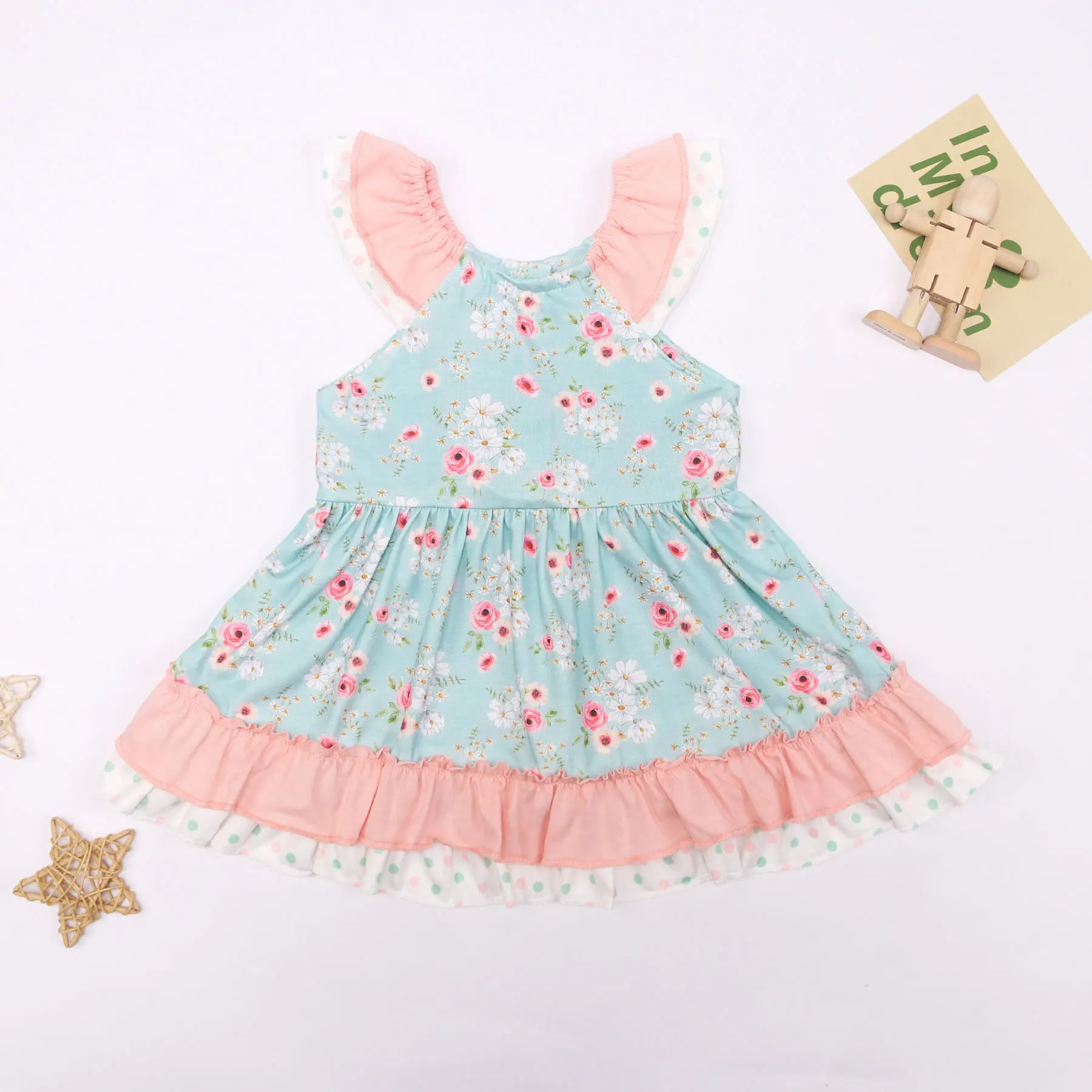 

Baby Girls 1-8T Lace Dress One Piece Lace Bow Clothes Pink Floral Bodysuit Sweet Skirt Flower Printing Outfit Toddler Bebe