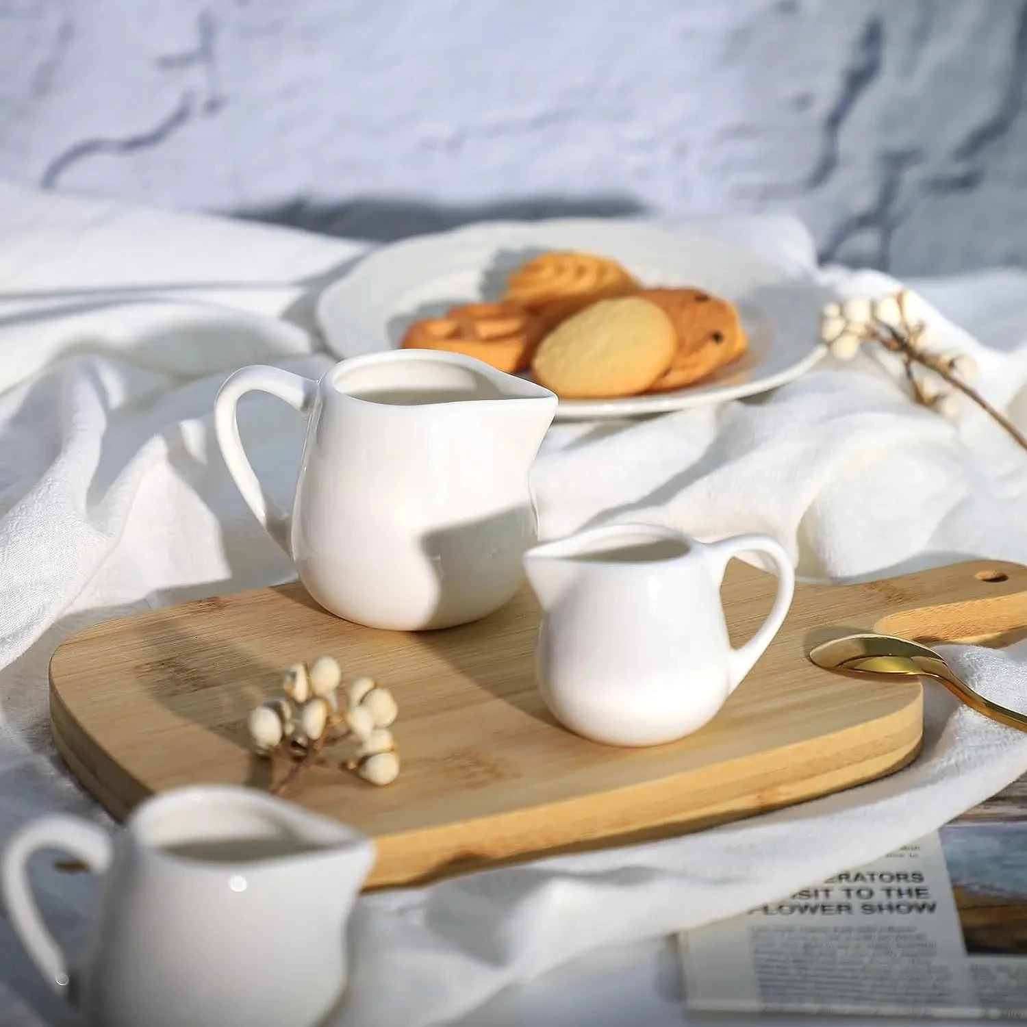 FOME Mini Ceramic Milk Jug With Handle Espresso Coffee Cream Jugs Kitchen Sauce Cup Serving Pitcher White Milk Cup - view 4