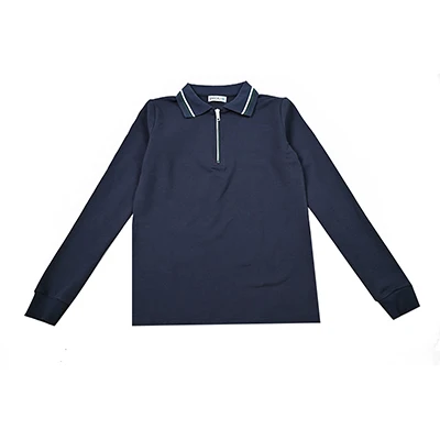 BARCALI Jugend-Set: Marineblauer und Schwarzer Pullover mit Maxirock, Langarm, Kontrastkragen und Reißverschluss, French Terry für den Winter – Detail 6
