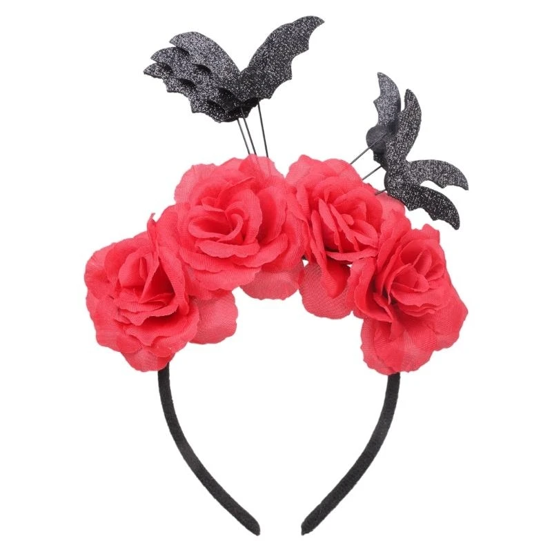 

Q39C Spooky Spiders/Eyeball/Bat Hairband Women Wash Face Makeup Skincare Headband for Photography Halloween Hairband