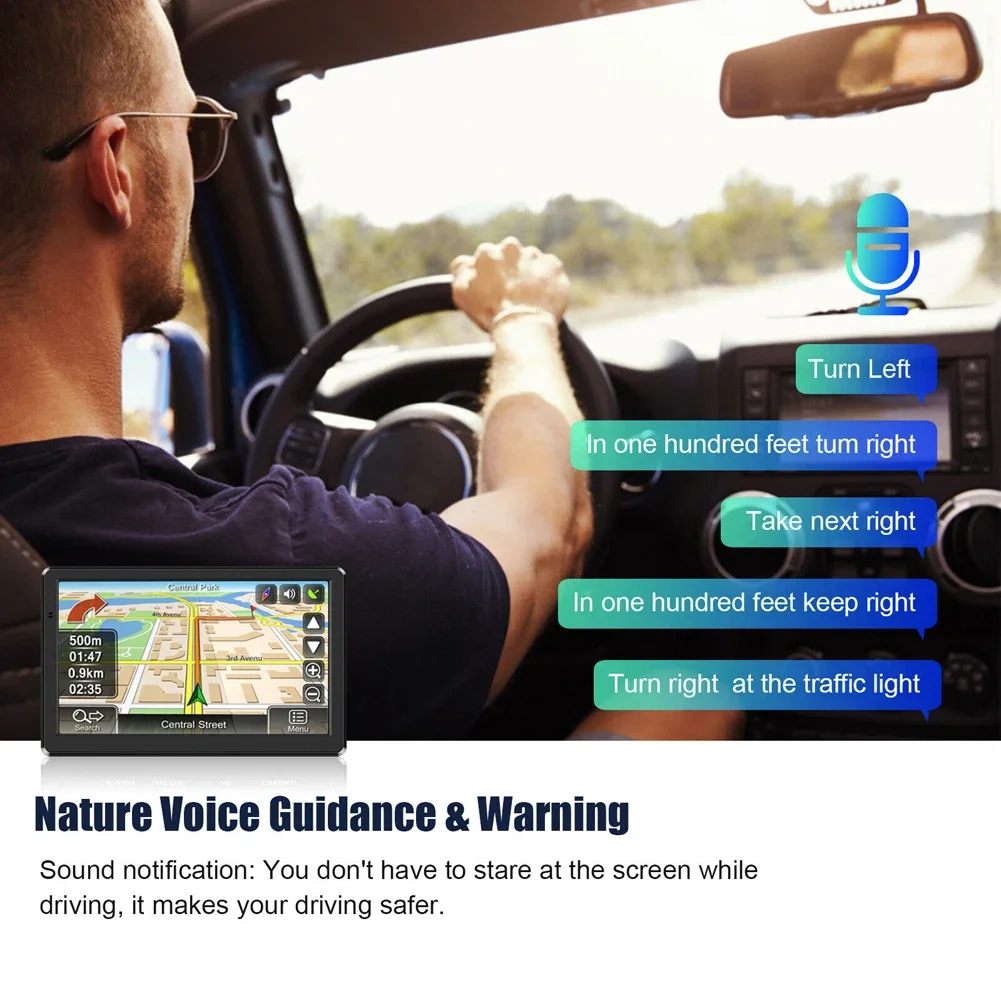 7 Inch HD Car GPS Navigator Portable Satellite Navigator Touch Screen Car GPS Navigation Wireless Carplay Android Auto Car Video