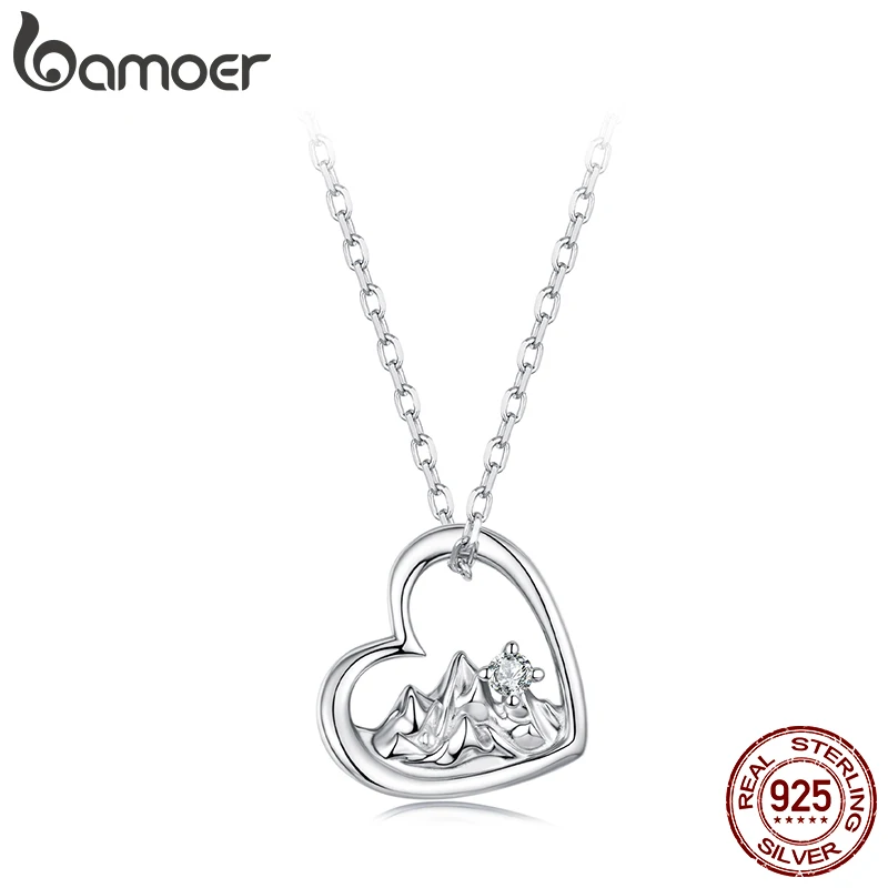 

Ожерелье с подвеской в виде сердца Bamoer из стерлингового серебра 925 пробы для женщин, ожерелье веры, ювелирное изделие, подарок для альпинистов и любителей натуральных материалов