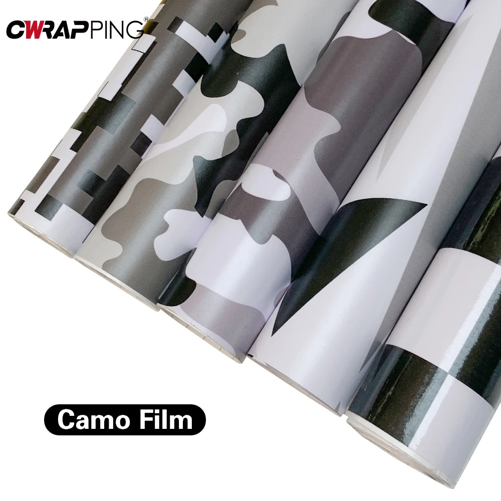 자동차 블랙 화이트 시리즈 위장 스티커 자기 접착제 방수 카모 필름 Autobody 색상 변경 컴퓨터 오토바이 스티커