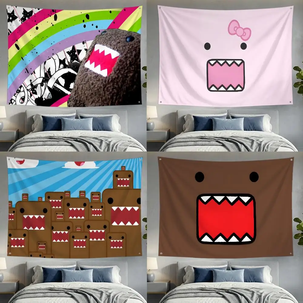 Character Mascot Domo Kun Flags Lightweight no edging four rings hanging for indoor and outdoor decor