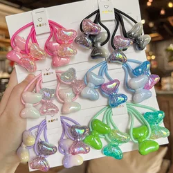 2pcs/lot Plastic Transparent Bubbles Bow Long Elastic Hair Band For Girl Kids Cute Simple Kawaii Fairy Hair Ties Fashion