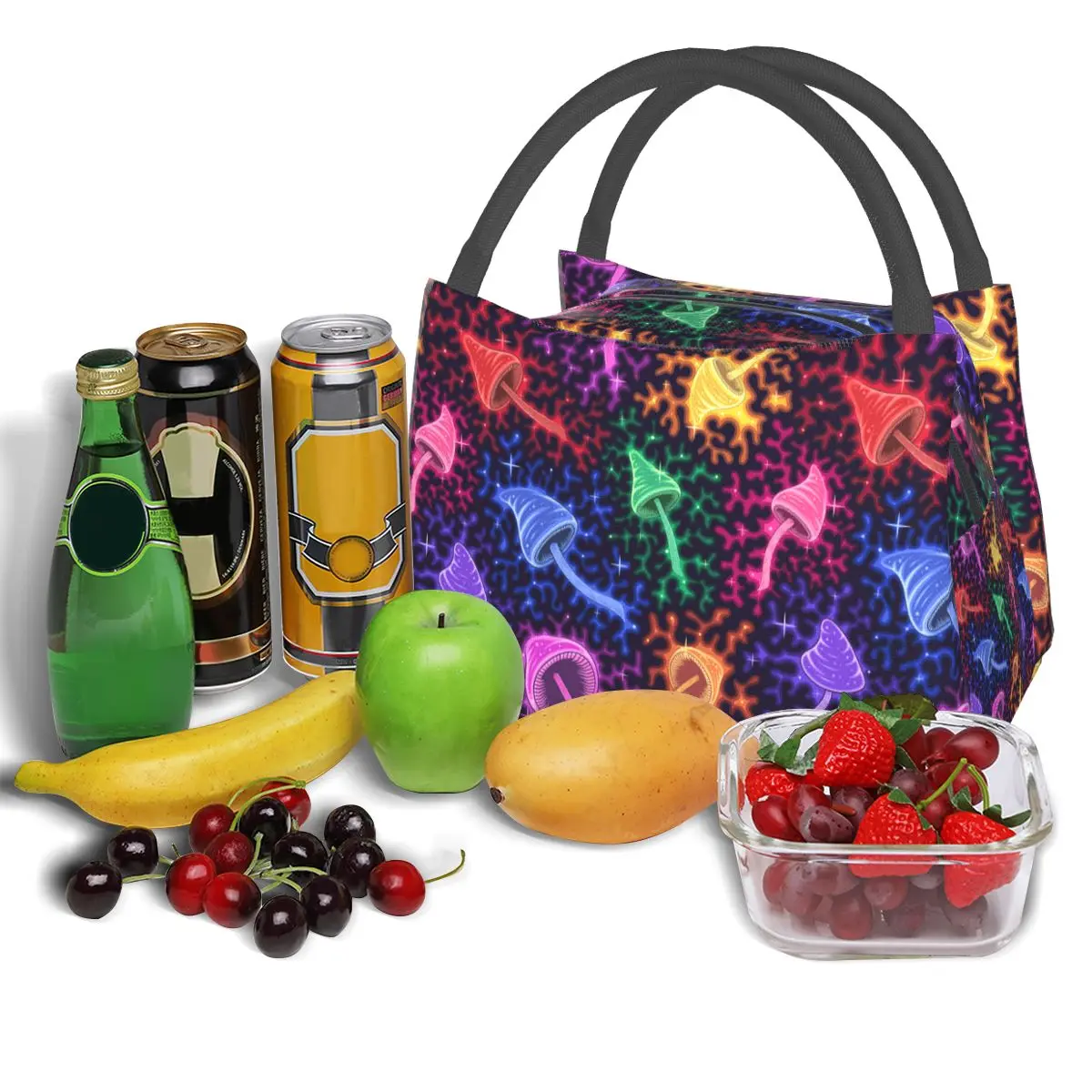 Bolsas de almuerzo con aislamiento de seta psicodélica para mujer, bolso de lona para pícnic, impermeable, Trippy, Bento