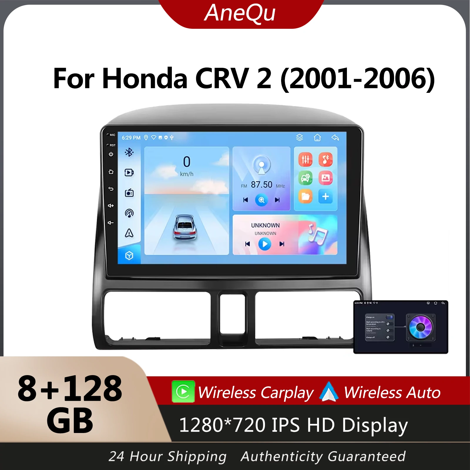 

AneQu Android Car Radio For Honda CR-V CRV 2 2001-2006 Car Multimedia Player Support Wireless CarPlay GPS Navigation 4G