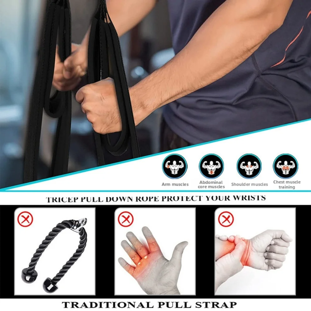 Cuerda deportiva para tirar hacia abajo con dos opciones de longitud para entrenamiento de tríceps Latissimus Dorsi y entrenamientos de fuerza superior del cuerpo