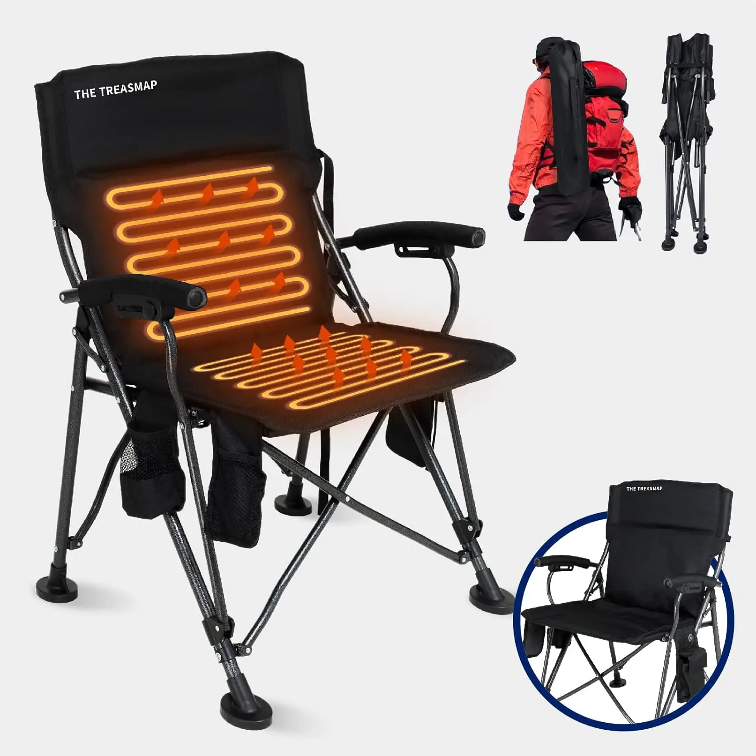

Heated Camping Chairs Adults Folding: Oversized Foldable Outdoor Chair for Outsides with Cup Holder – Heavy Duty Heatin