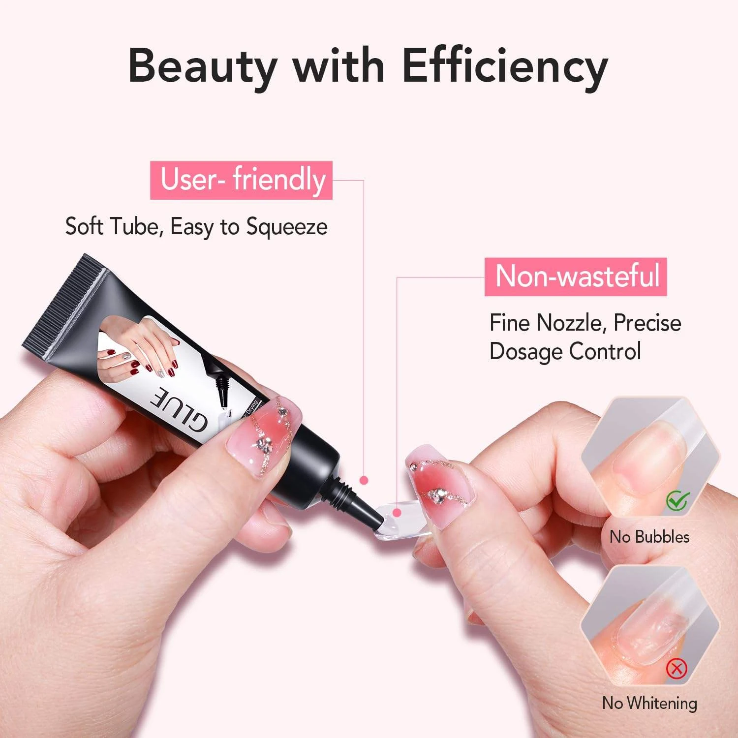 10g SemiSolid Glue 20ml Pinpoint Remover Kit Portable Gel Press Nails Quick Dry No UV Lamp Needed Gentle Non-Acetone Remover