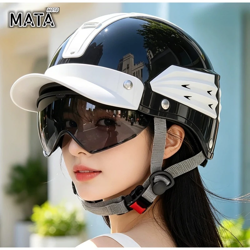 

Vintage Motorcycle Half Helmet Summer Breathable Men Women Electric Jet Scooter Open Face Helmets Reflective Safety Helmets