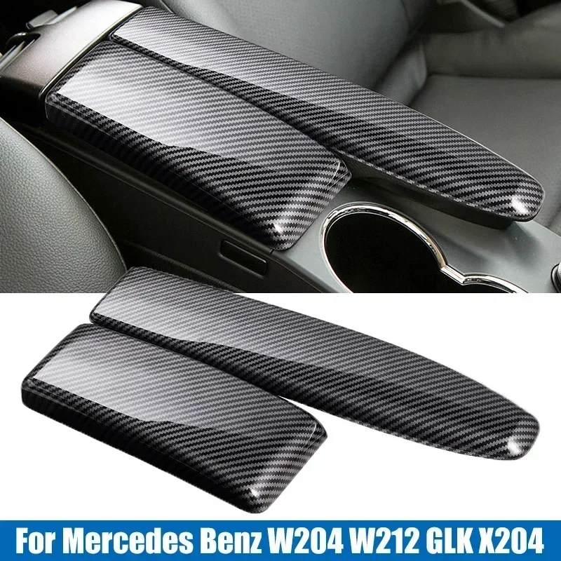 

LHD Car Center Console Armrest Box Trim Cover Carbon Fiber Style For Mercedes Benz C E Class W204 W212 GLK X204 Auto Accessories