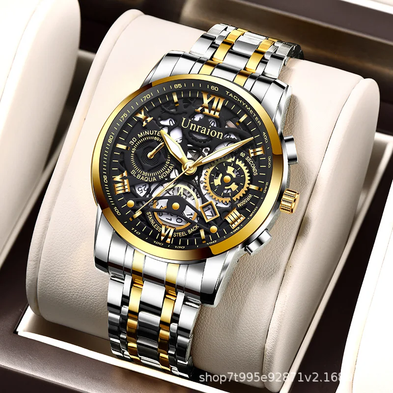 Hollow Out Men's Watch Men's Waterproof Trendy Luminous Calendar Business Watch Men Roman Numeral