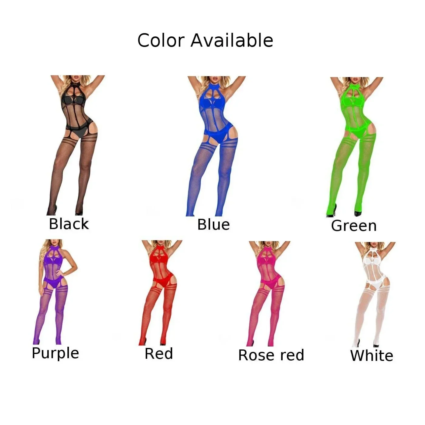 Wanita Bodysuit Stocking Fishnet Mesh Romper klub Jumpsuit melihat melalui celana ketat