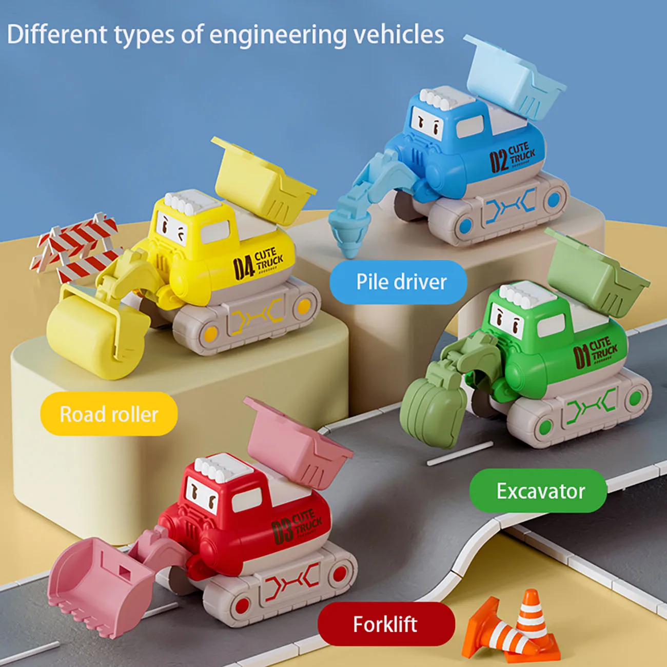 子供のための創造的なミニショベルおもちゃ、楽しい建設車、教育、動き、インタラクティブなパズル、chr、1個