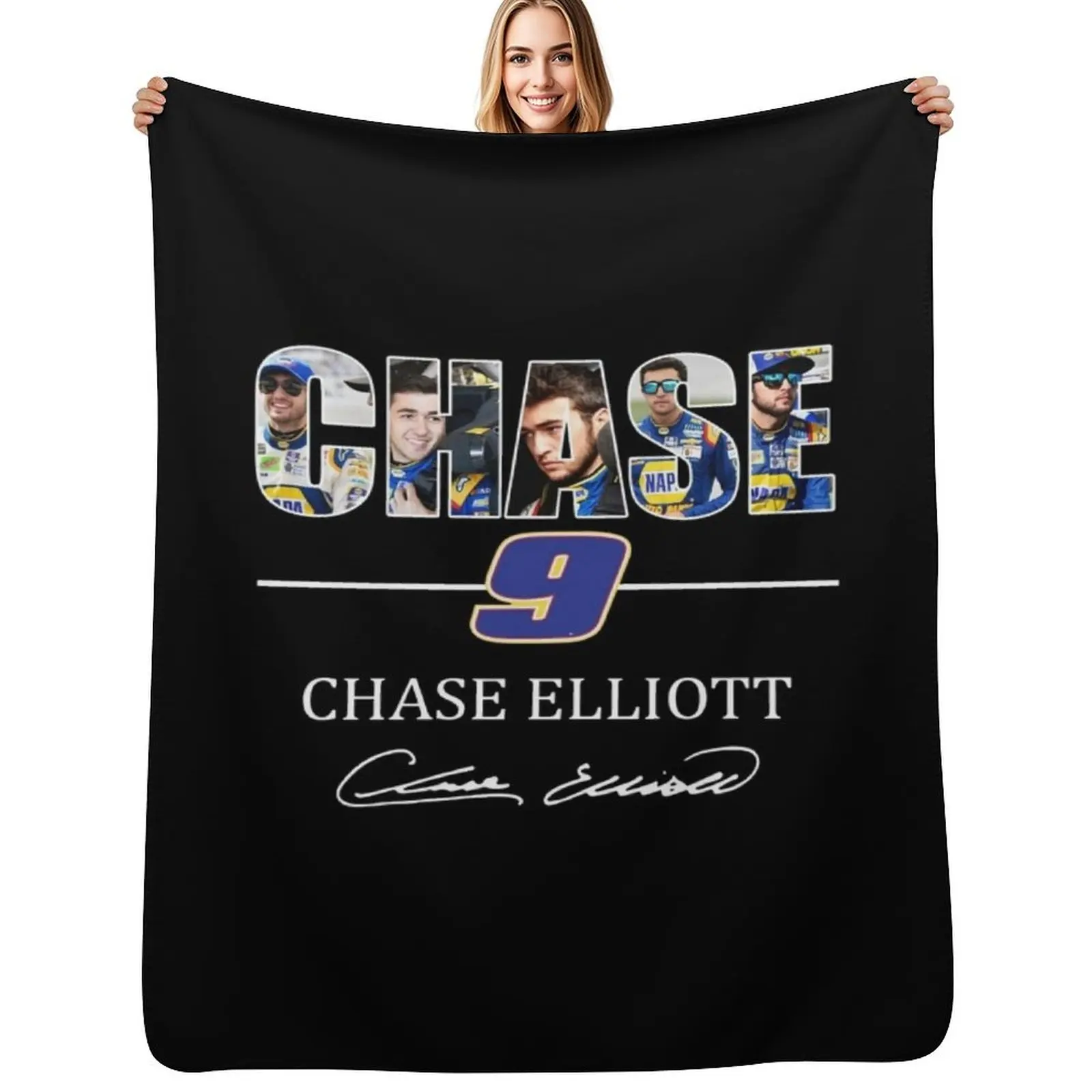 

Chase 9 Chase Elliott Signature Gifts For Fans, For Men and Women, Gift Christmas Day Throw Blanket Large Blankets