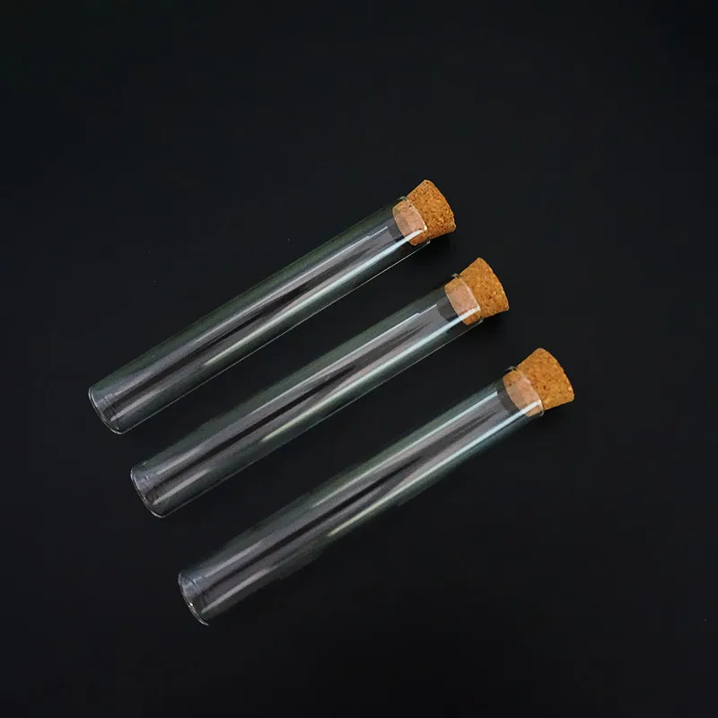 Tube à Essai en Verre à Fond Plat, Dimensions de 15x100 mm, Bouchons de Liège, Faire des Test, 24 Pièces par Lot