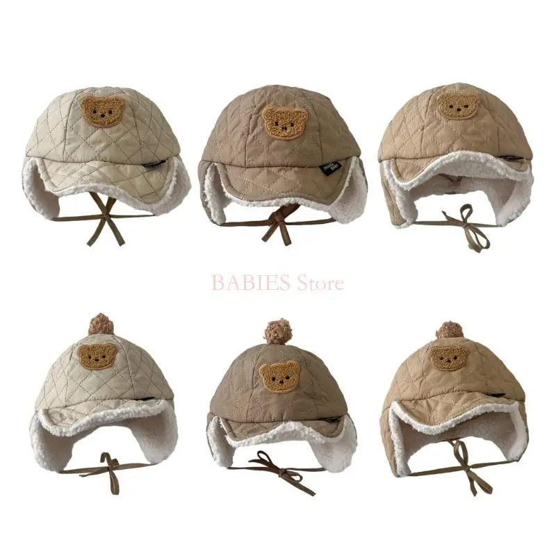 

C9GB Toddlers Warm Caps Lovely Children Earflap Hat Stylish Animal Patterned Baby Winter Bonnet Hats for Outdoor Activity