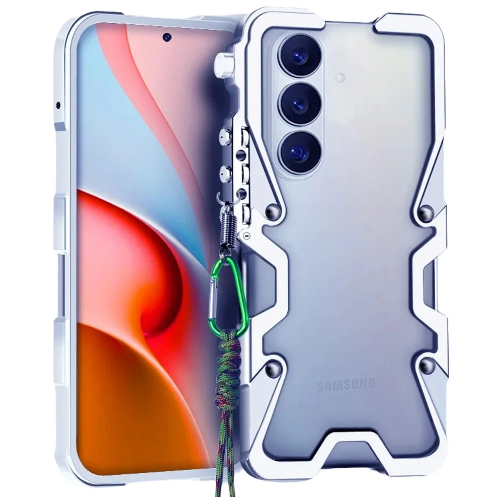 Luksusowa metalowa aluminiowa obudowa na telefon Samsung Galaxy S26 S25 S24 Ultra + FE, mechaniczna, ręcznie robiona, z motywem czaszki. — 2